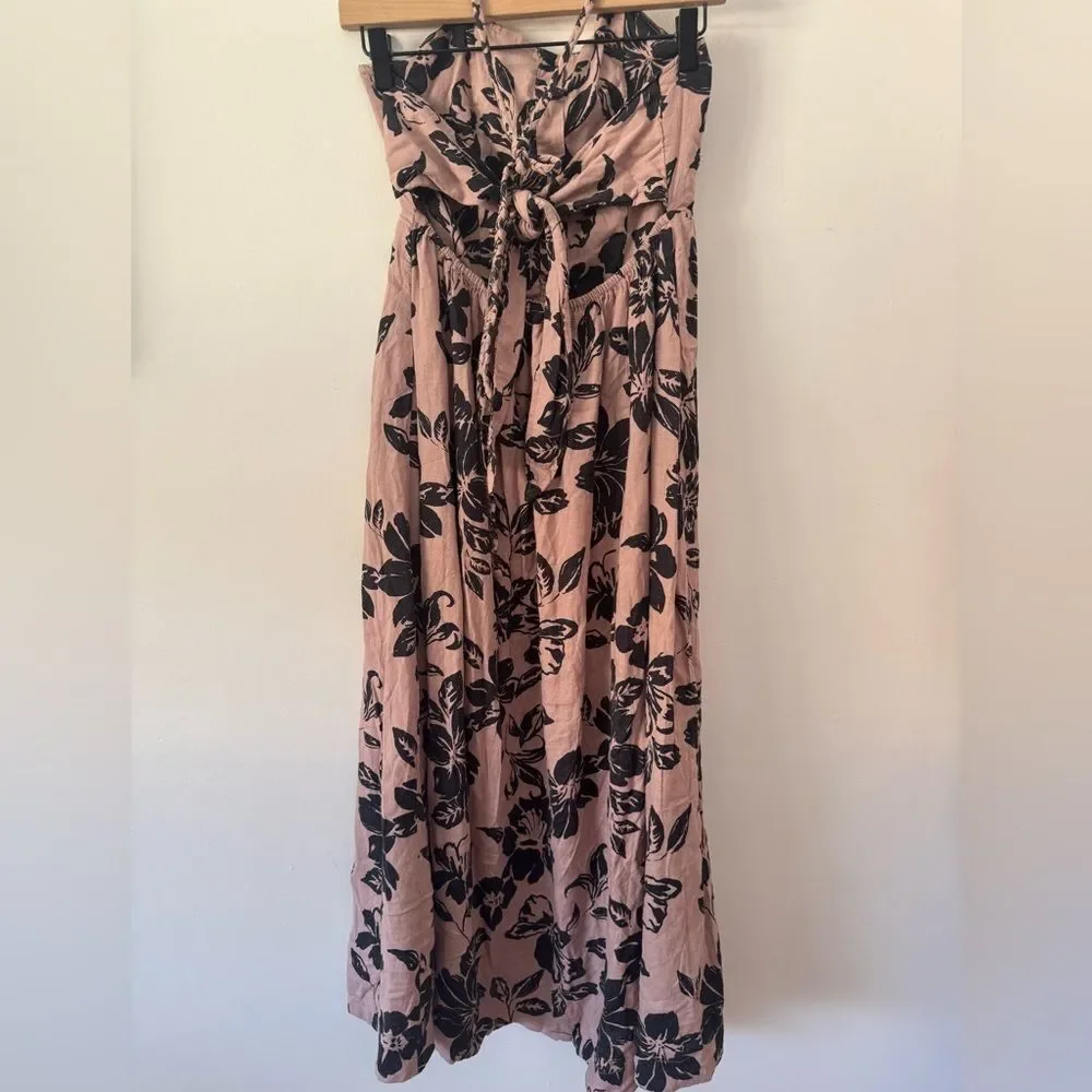 Free People Perfect Sundress Linen Blend Floral Midi Dress XS